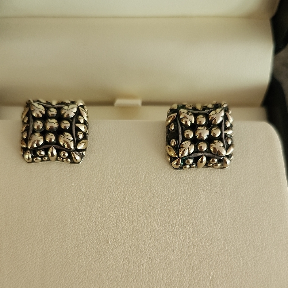 John Hardy Silver Leaf Pattern Earrings - image 1